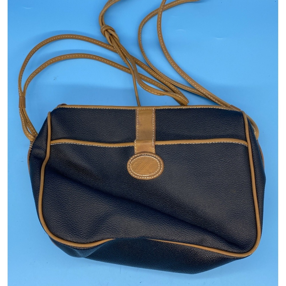 Liz Claiborne Small Black /Brown Faux Leather Handbag with Shoulder Strap
